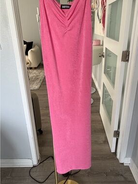 BABYBOO Pink Maxi Skirt – Sleek Stretch Velvet